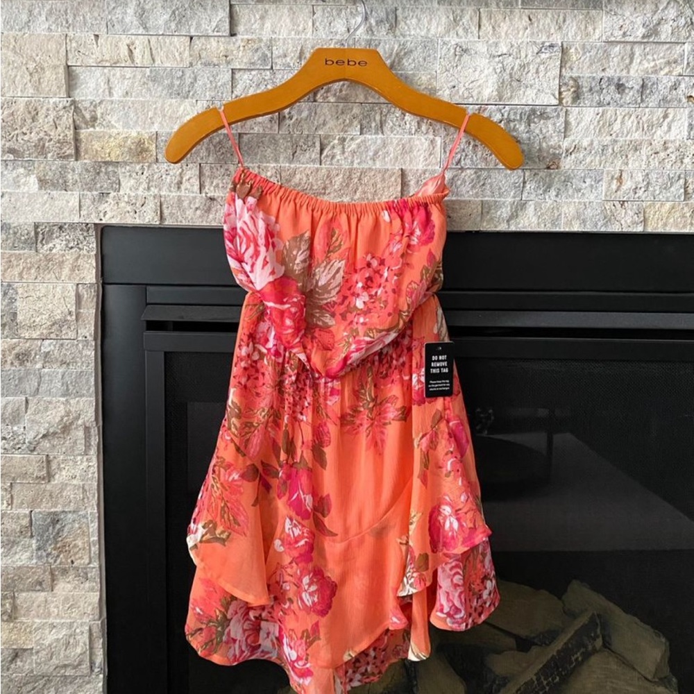EXPRESS Floral Strapless Ruffle Romper - Picture 4 of 5